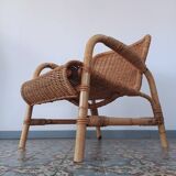 Bamboo and rattan armchair, 50s
