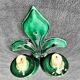 Sconce candlesticks fleur de lys in green ceramic