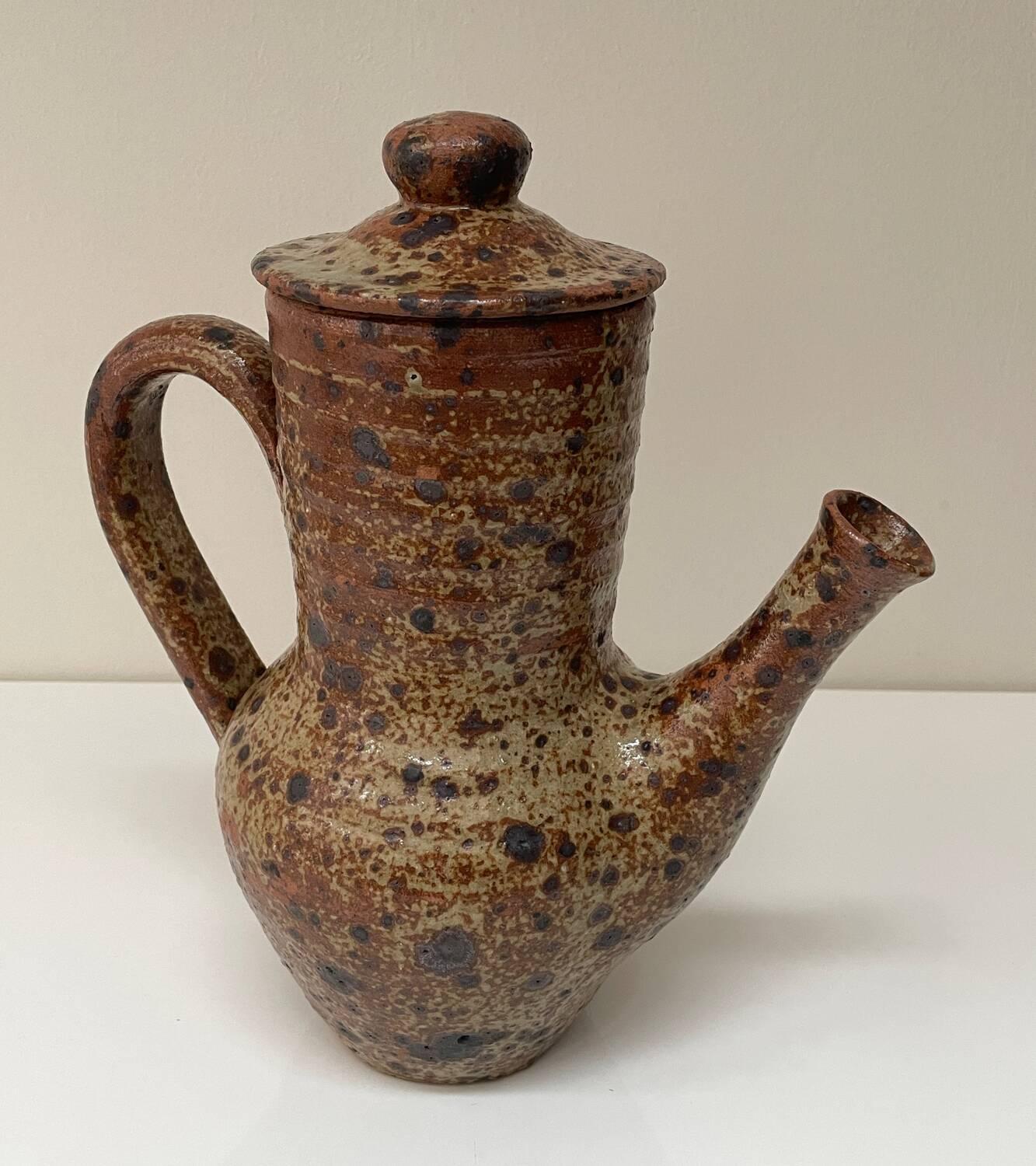 Large pyrite stoneware coffee pot, workshop work, 1970.
