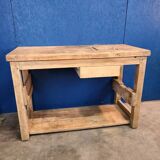 Vintage workbench with standing table, vanity unit, console, desk.