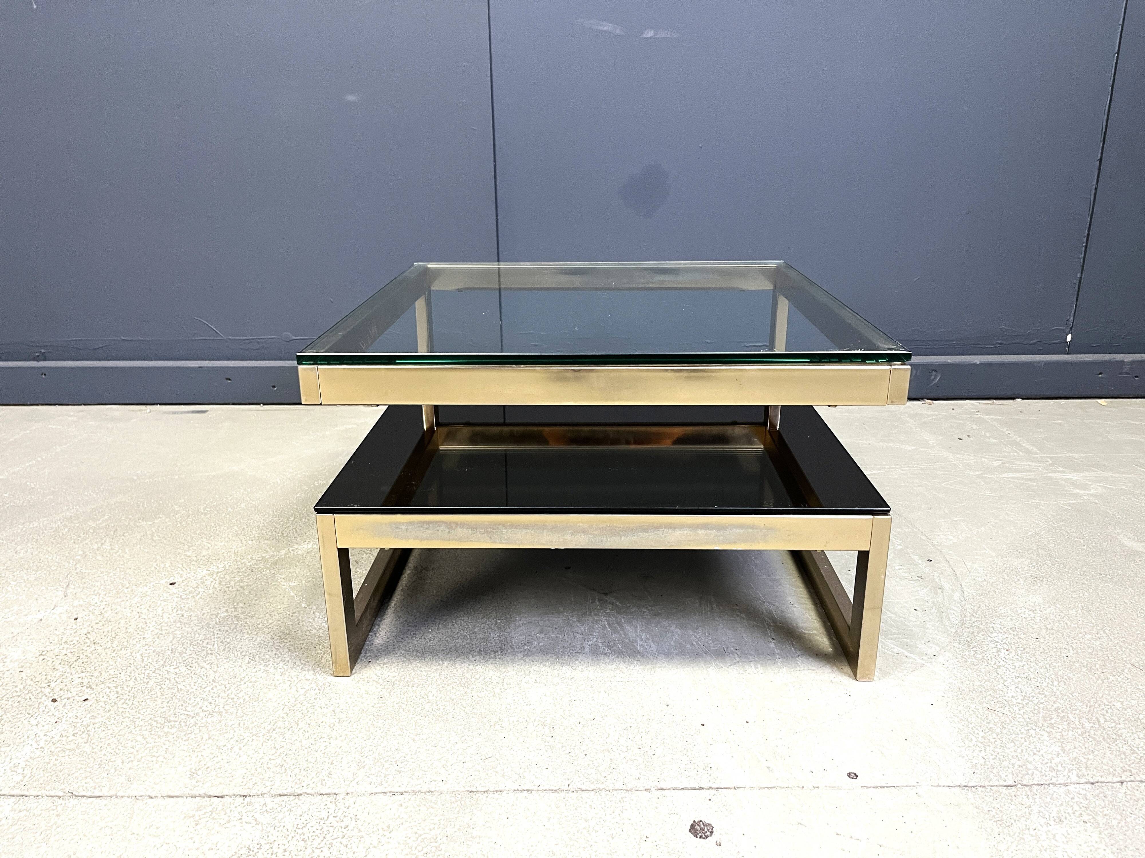 Vintage 23kt gold layered G shaped coffee table by Belgochrom, 1970s