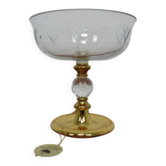 Gold-Plated Glass Bowl by Fritz Nagel for BMF, 1960s