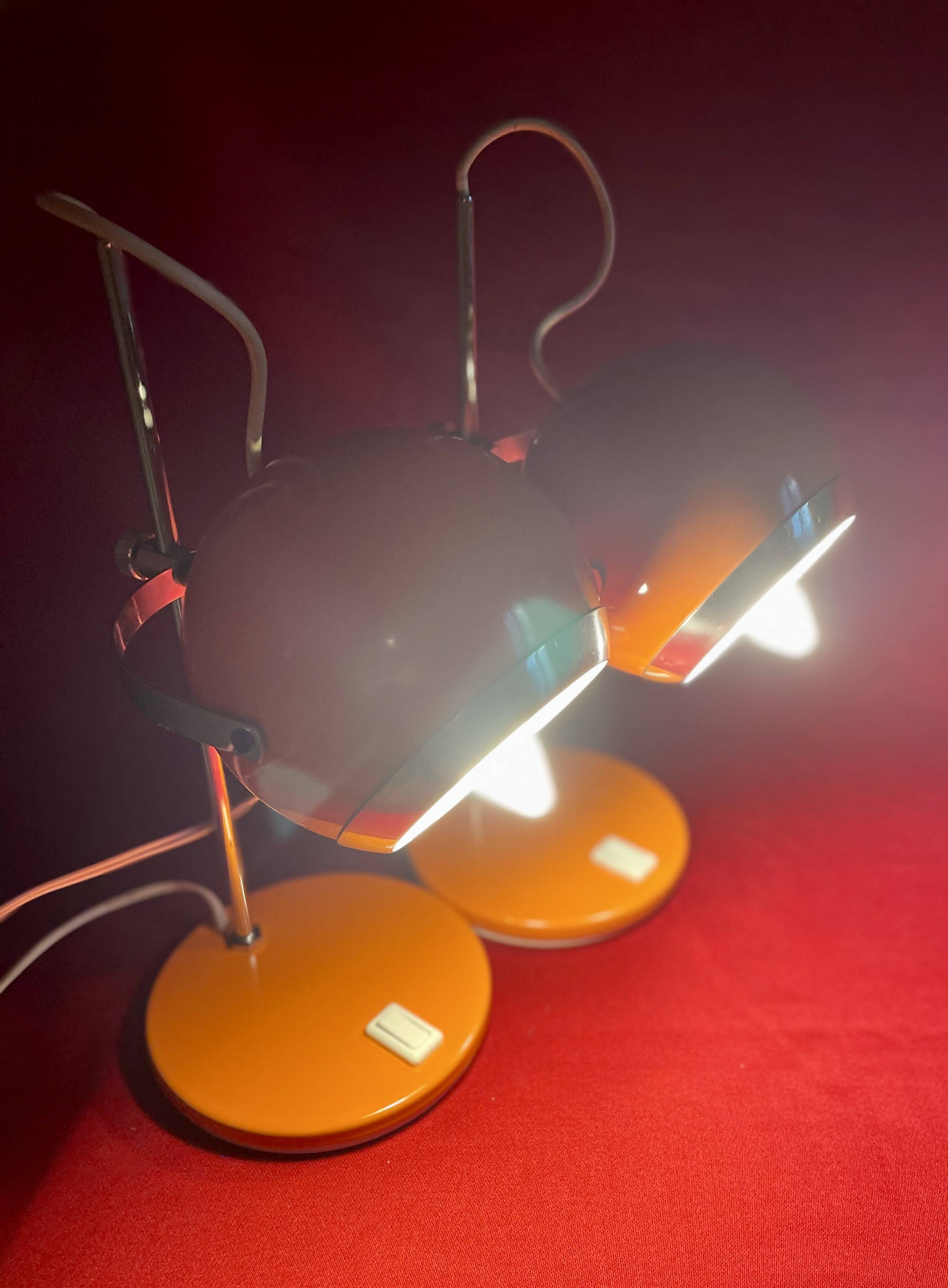 Pair of eye ball lamps, space age, 70s