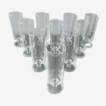 Suite of 10 vintage champagne flutes