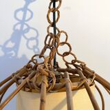 Vintage chandelier, rattan pendant lamp design 1960