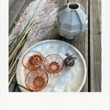 4 Glasses / Cups in translucent pink glass