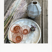 Set de 4 verres coupes  en verre rose translucide