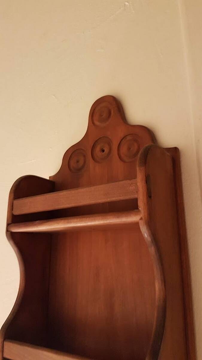 Handcrafted wooden spice rack 56 cm high