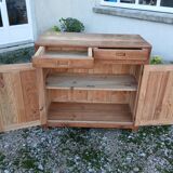 Vintage Parisian buffet in raw wood - 2 doors, 2 drawers