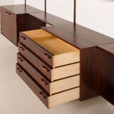 Kai Kristiansen rosewood wall unit with 2 lamps for FM Mobler, Denmark 1960s