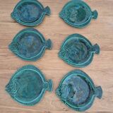 Lot de 6 assiettes à poisson en céramique