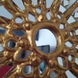 Golden wooden sun mirror 30cm