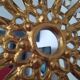 Golden wooden sun mirror 30cm