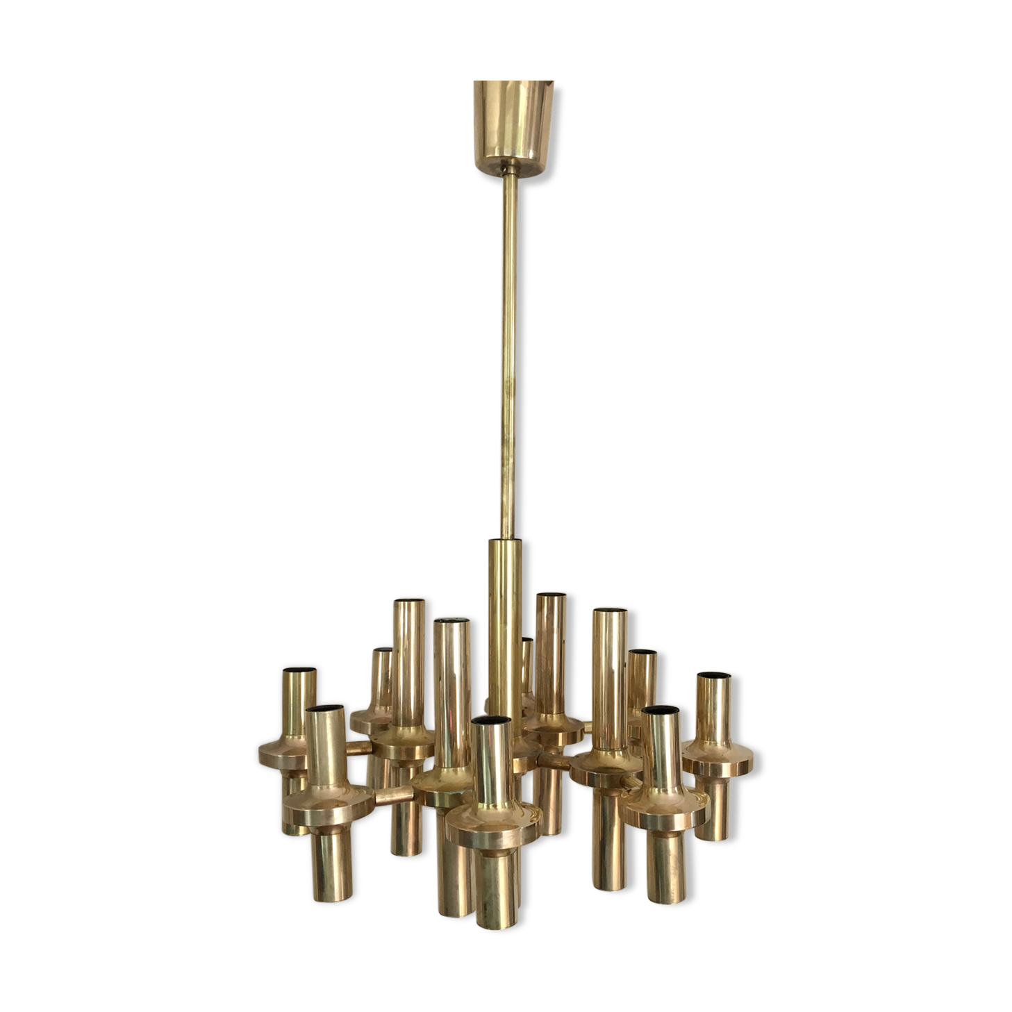 Chandelier brass by the Maison Sciolari circa 1960