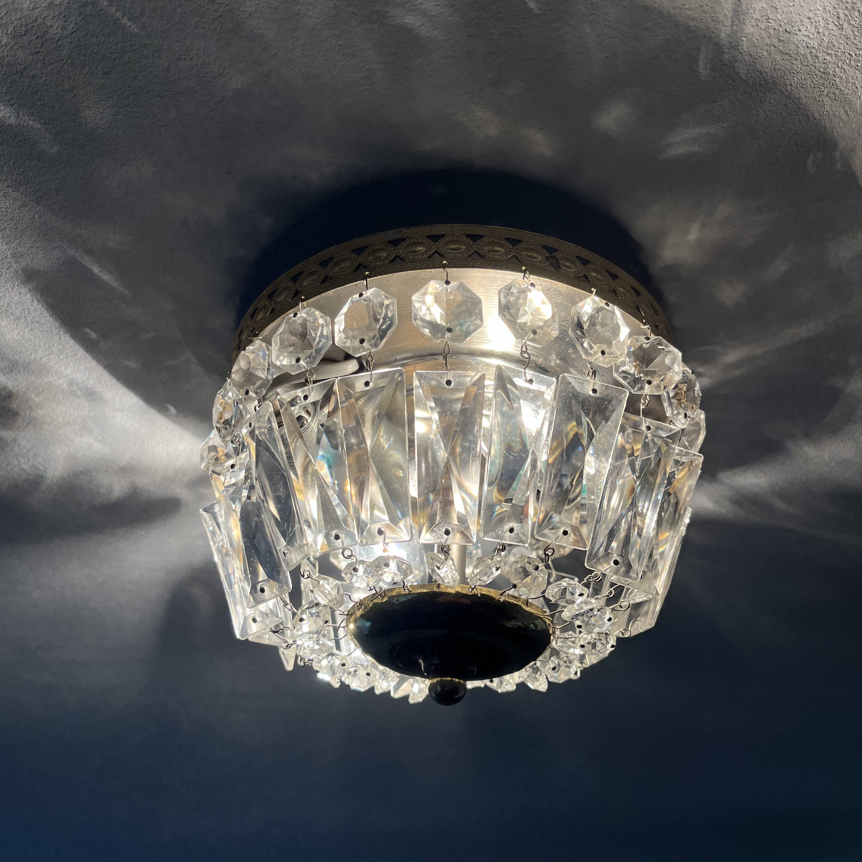 Deknudt 2-light golden brass glass pendant basket ceiling light