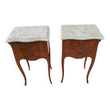 Pair of Louis XV style bedside tables with marble top