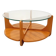 Vintage round coffee table with 2 tops by Hugues Poignant, in teak and glass