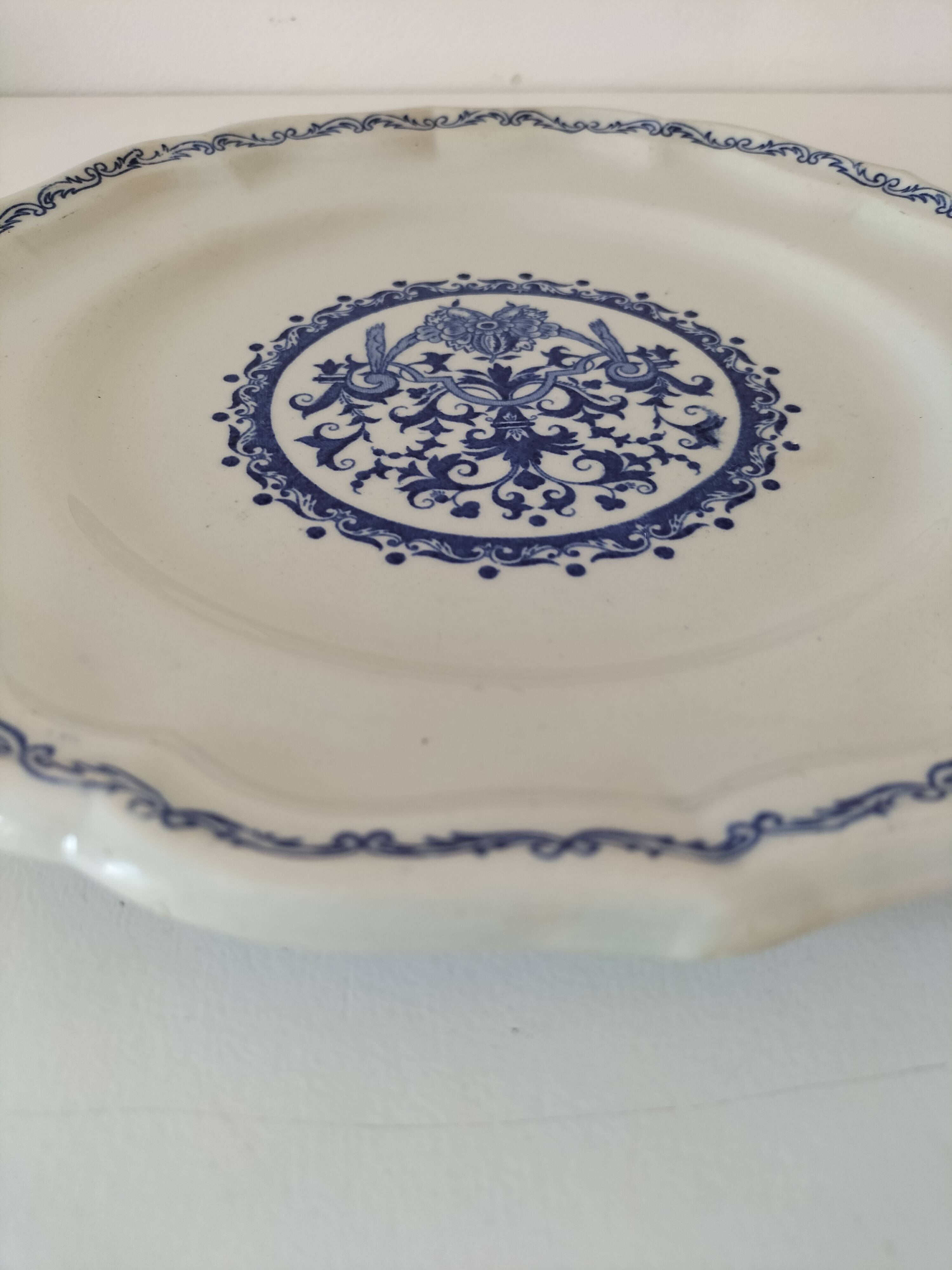 Gien plate – Rouen decor with tapered valances – Old stamp 1920