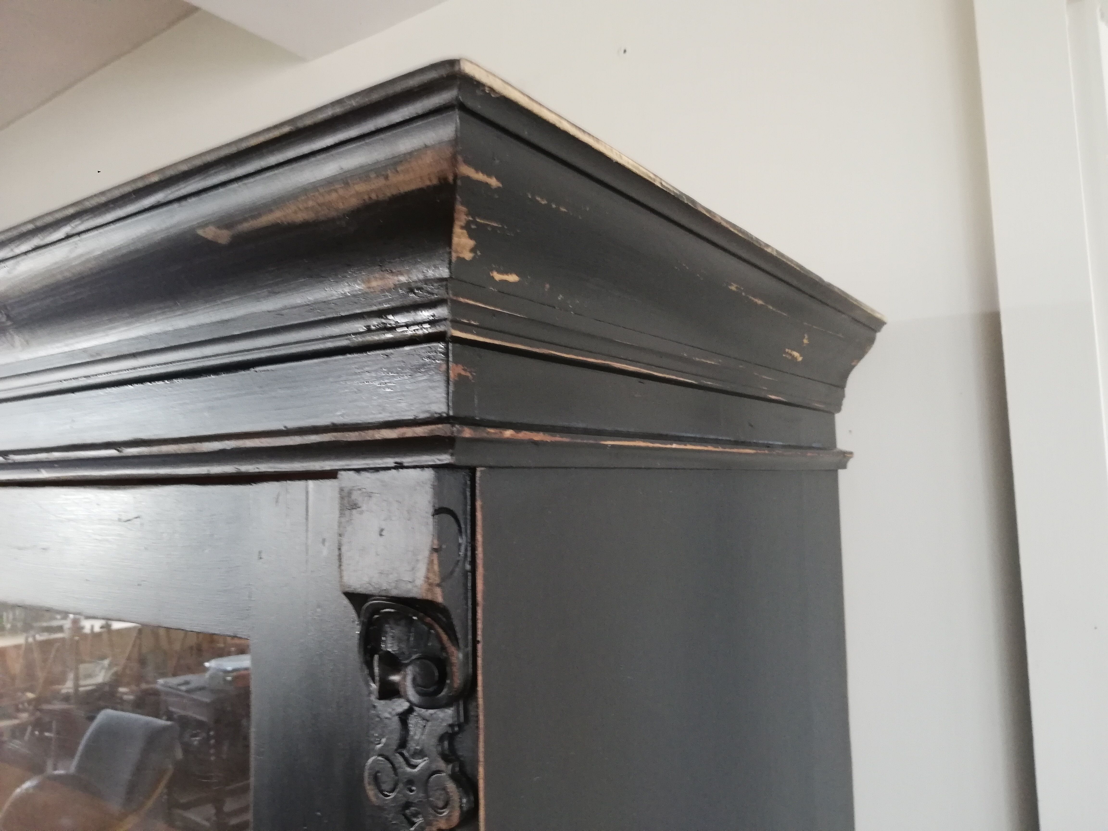 Parisian glazed wardrobe, Vintage painted showcase library