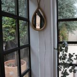 Vintage rattan teardrop mirror