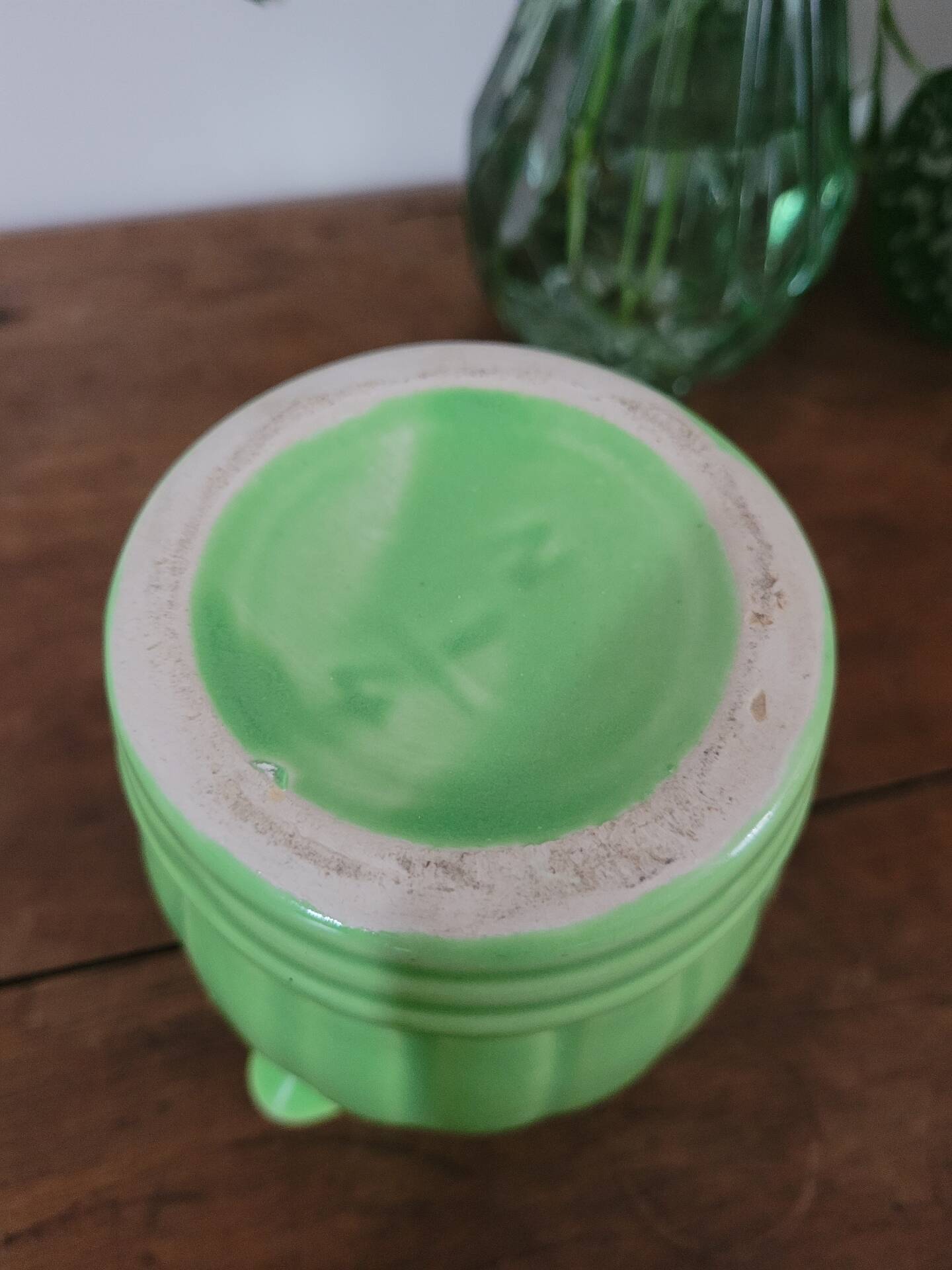Green ceramic jug