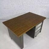 1950s industrial desk in metal and wood Remington Rand Fran