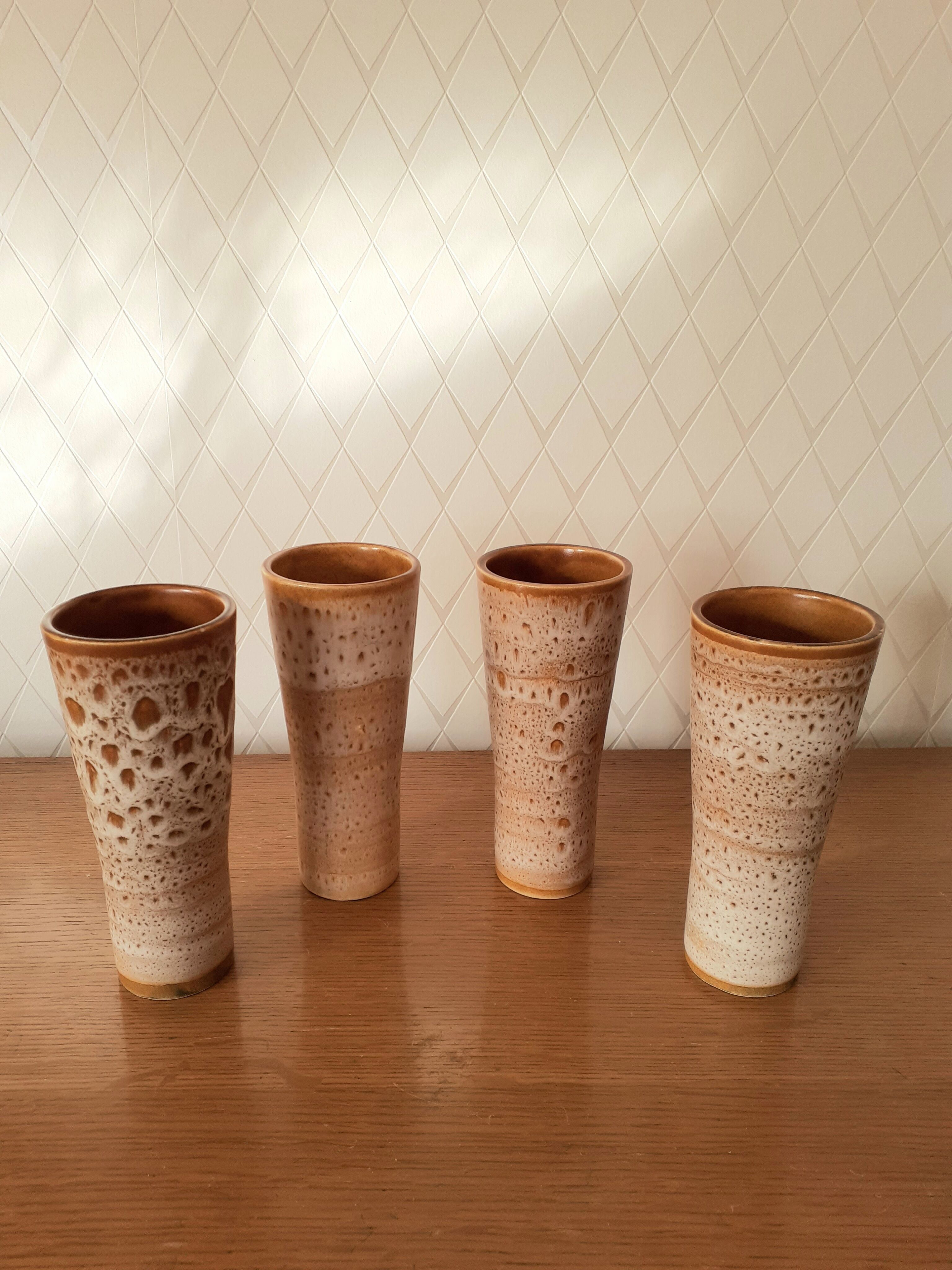 Lot de 4 vases en grès vintage