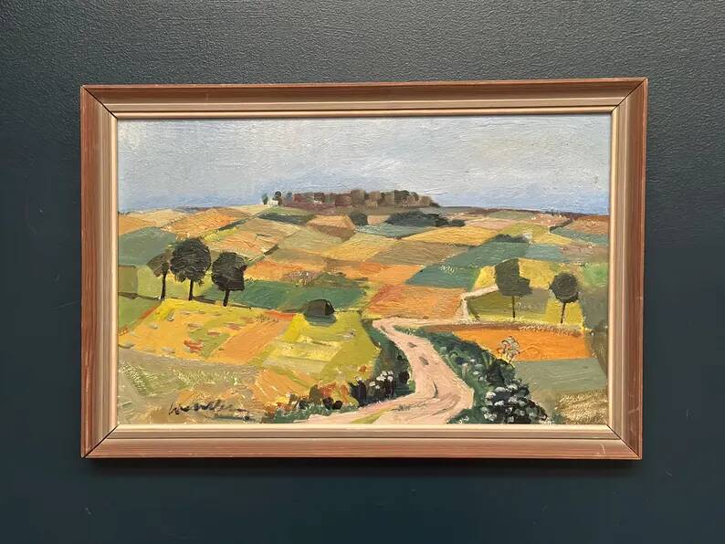 Swedish Oil on Panel “Landscape” by Tage Gavik, Signed, Vintage & Framed