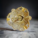 Dragon-styled floor ashtray – gilded brass – 1960s