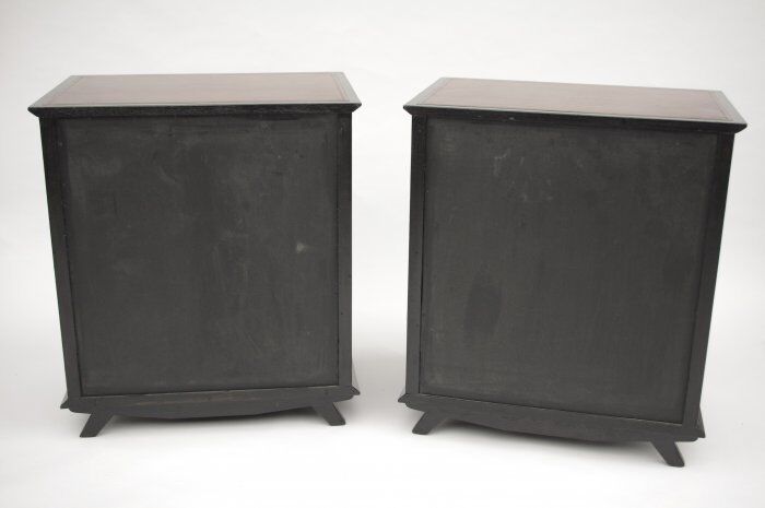 Pair of buffets in a black lacquer decoration of braces circa 1950