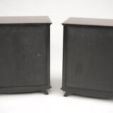 Pair of buffets in a black lacquer decoration of braces circa 1950