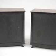 Paire de buffets en laque noire a decor de croisillons circa 1950