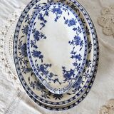 3 oval serving dishes - Dresden porcelain - Floral pattern