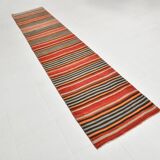 Runner Vintage Rayé – Tapis Kilim Graphique Tissé Main, 77x360 Cm