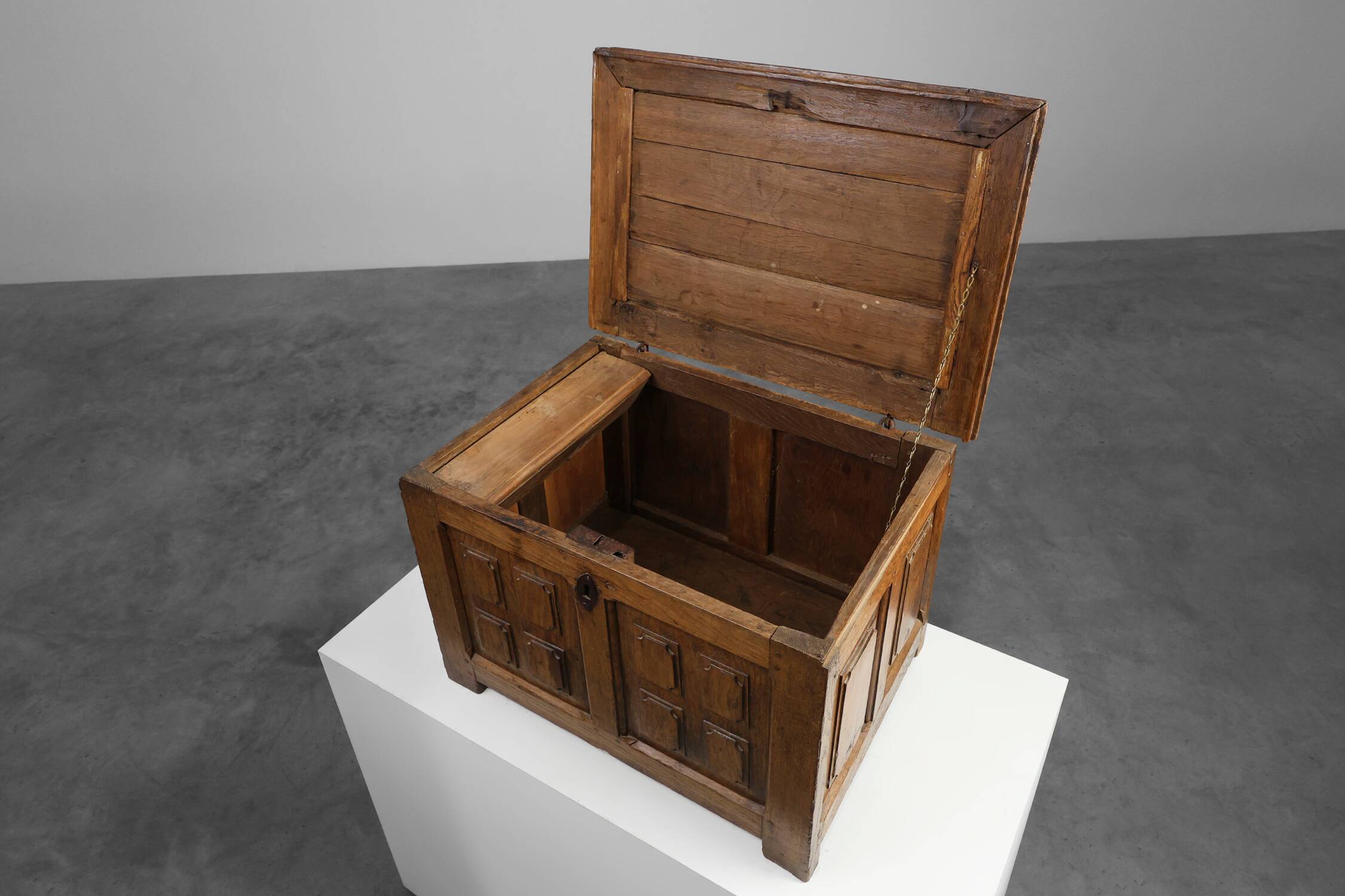 Rustic Oak paneled Trunk or chest, France 18th Century