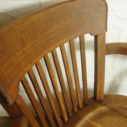 American solid oak armchair, swivel 360 °, tilting & adjustable in height. c. 1920