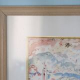 Painting View of Venice, pencil, watercolor and pastels, signed by Bernard Mangez