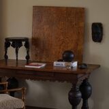 19th-century baroque dining table/desk in oak, Danish cabinetmaker.