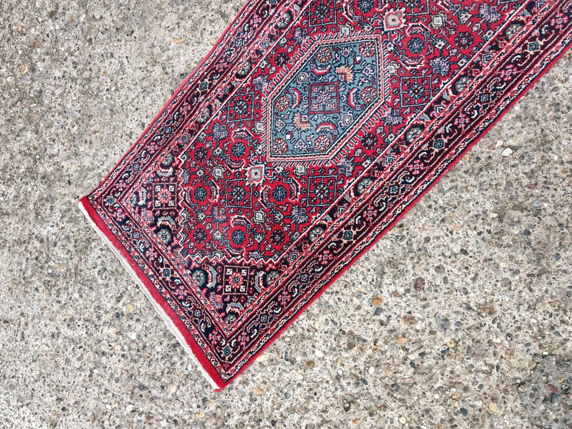 Tapis coureur Bidjar vintage noué main années 1950