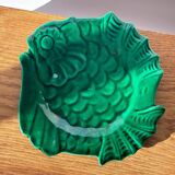Assiette vintage verte poisson lunetta vallauris