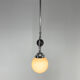 Suspension Art Déco chromée avec décor en bois