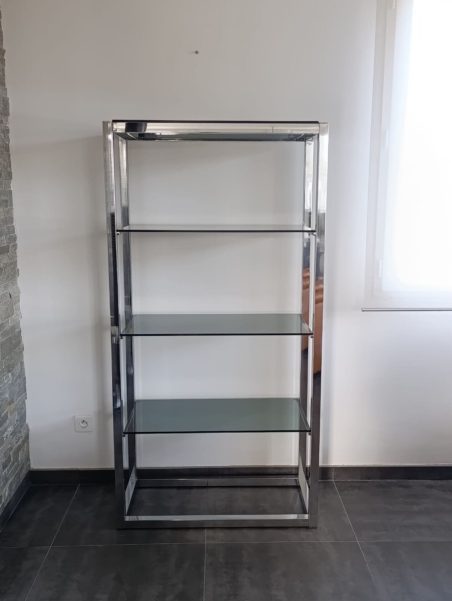 Vintage chrome and glass shelf