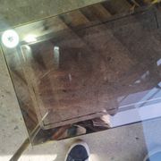 Vintage golden metal rolling dessert trolley