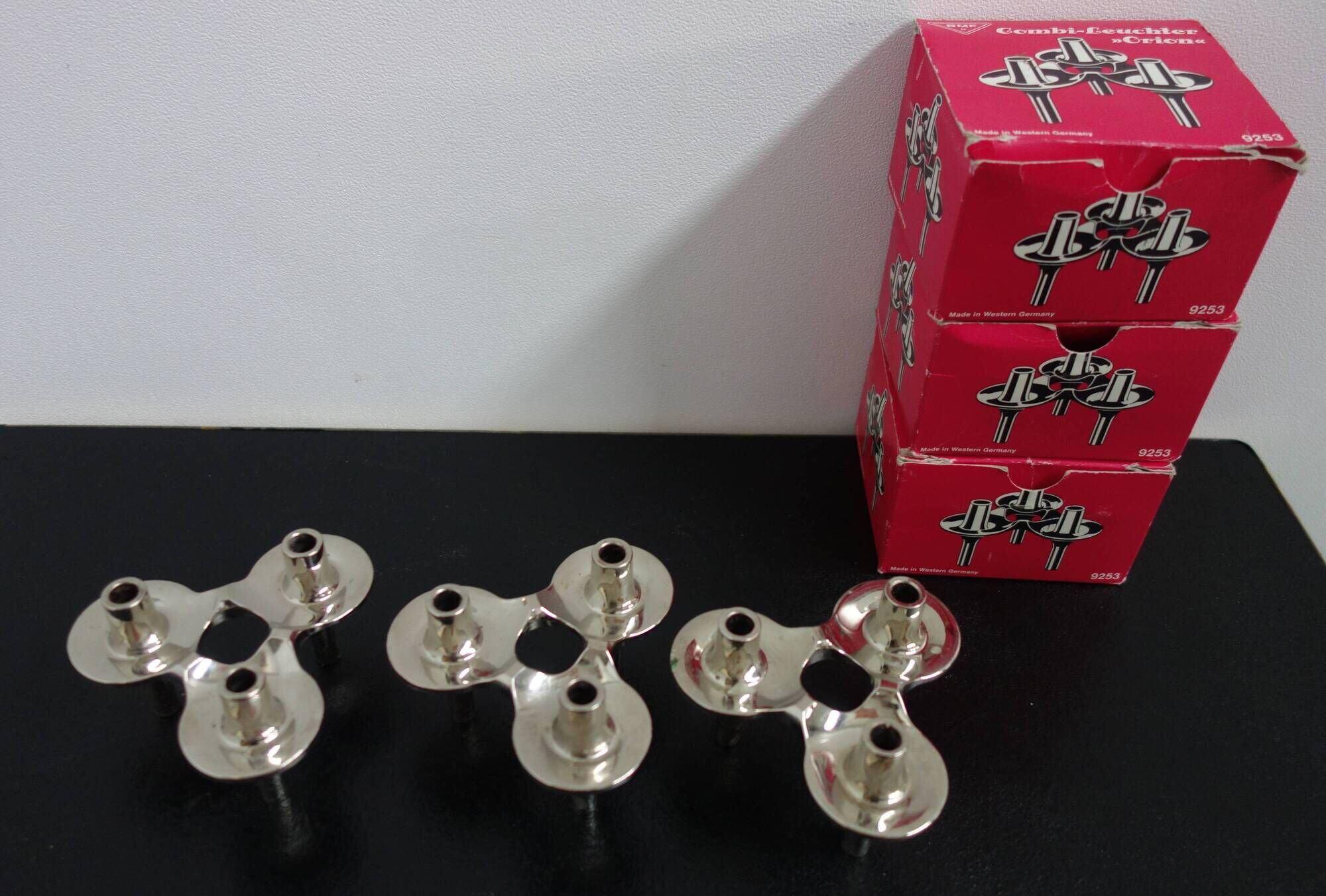 Set of 3 candlesticks Nagel in their original box model Orion