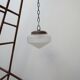 Etched glass and brass antique german conical pendant light
