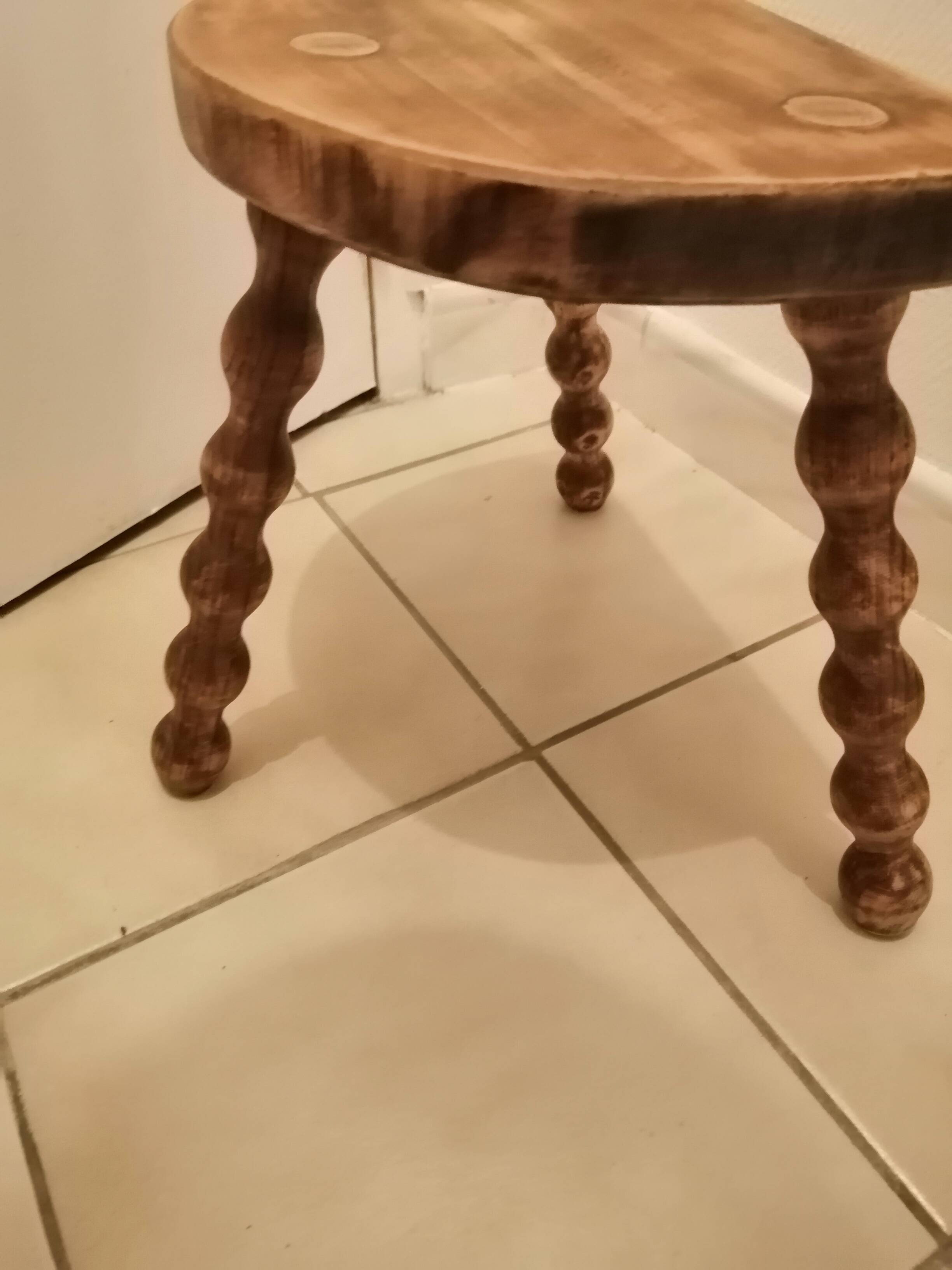 Tabouret demi lune vintage en bois massif 2