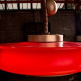 Large pendant light, adjustable in height, in glass and brass, Orion model by Schwarz and Staff Leucht