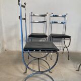 Set of 4 steel chairs with removable black seats