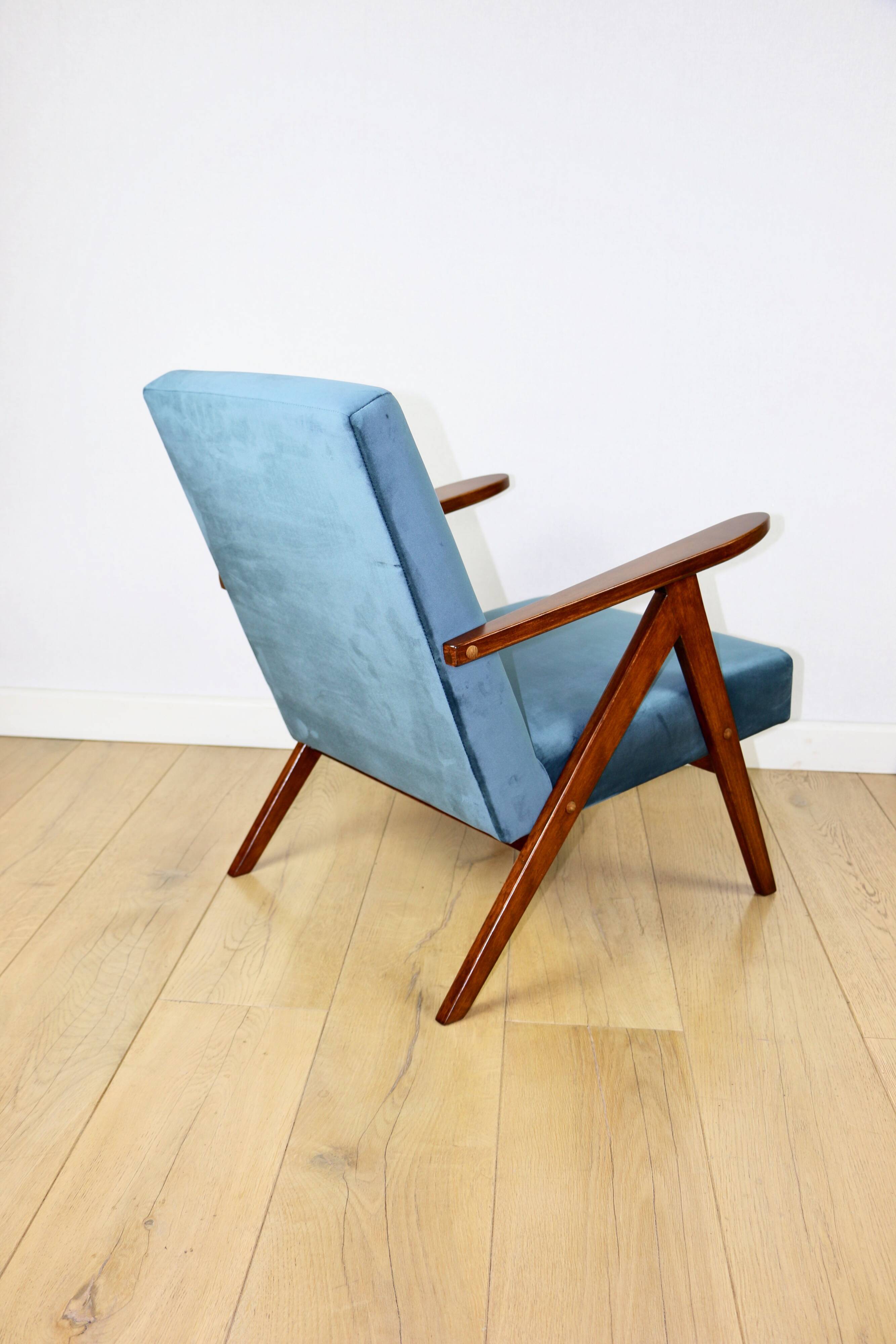 Fauteuil B-310 VAR en velours bleu mer - 2 pièces disponibles