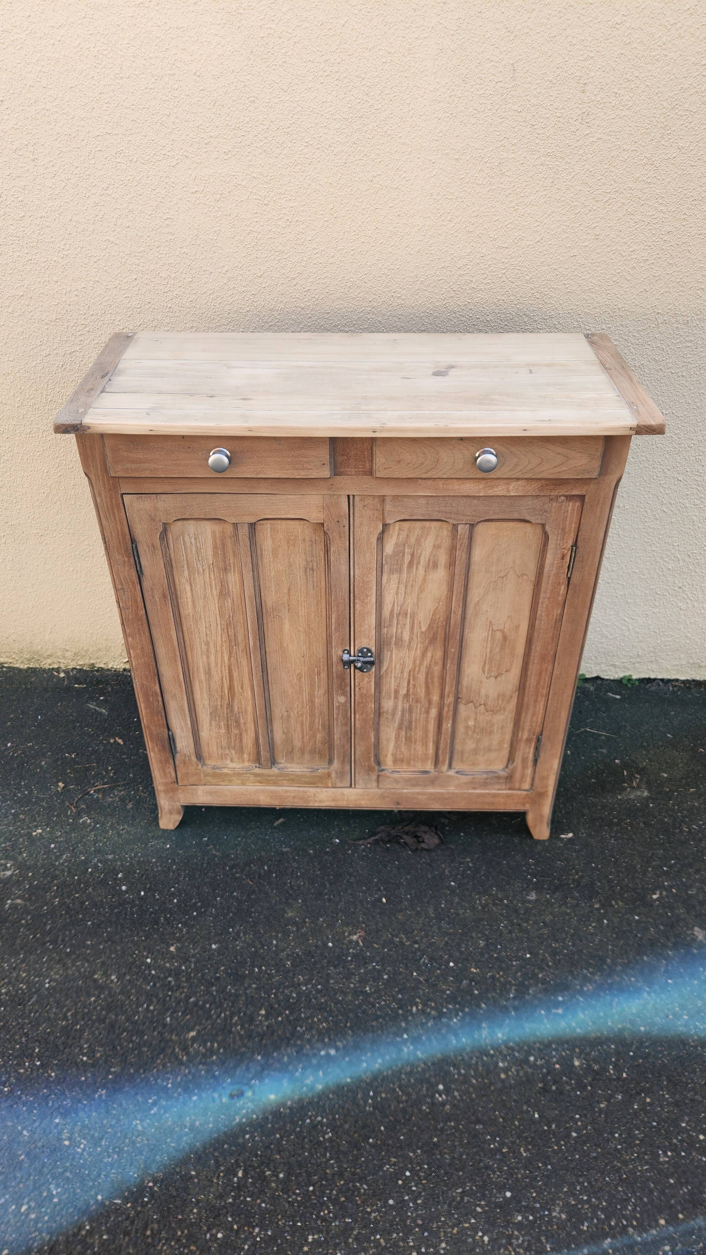 Old Parisian furniture with two doors, raw sanded.